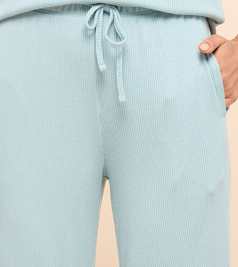 Ribbed Pyjama Pants With Drawstring Waist
