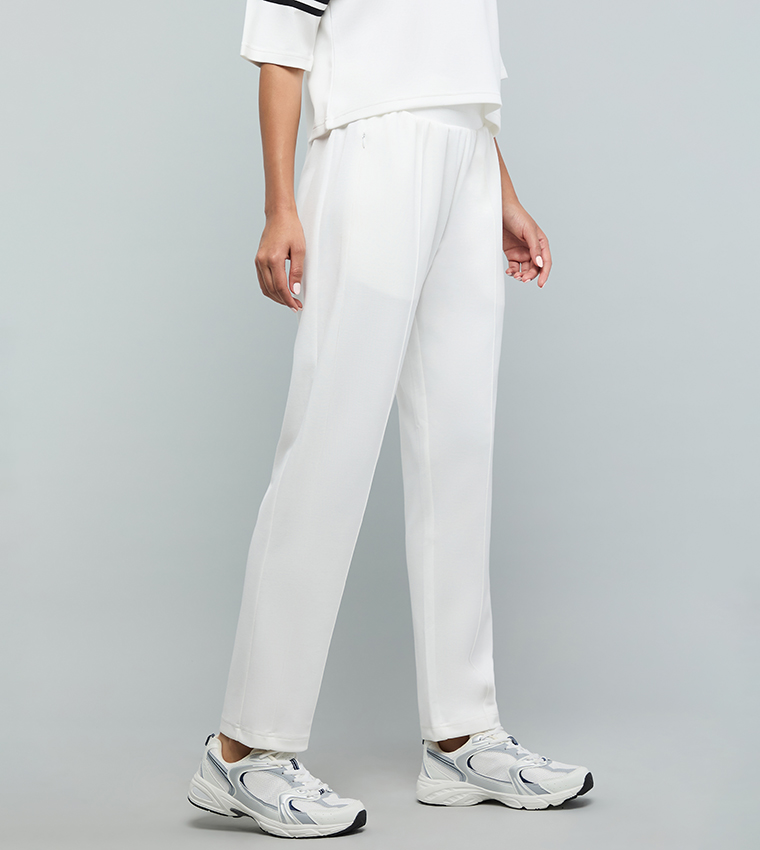 Solid Knitted Pants with Drawstring Waist