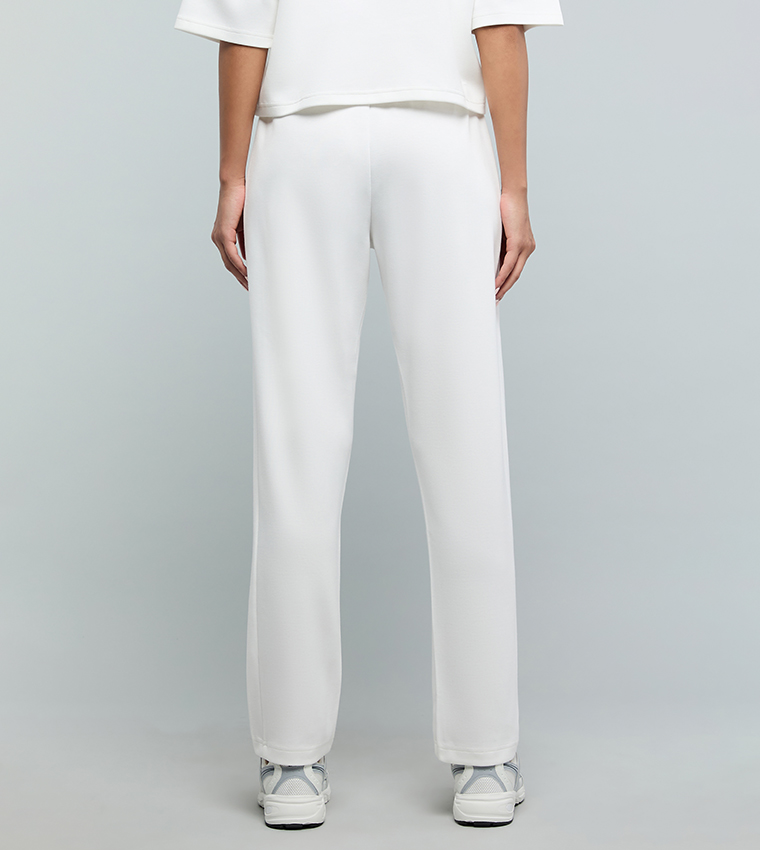 Solid Knitted Pants with Drawstring Waist