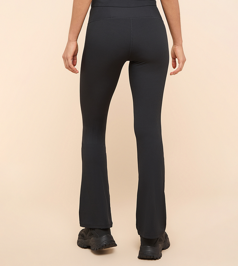 Solid Active Leggings With Elastic Waist