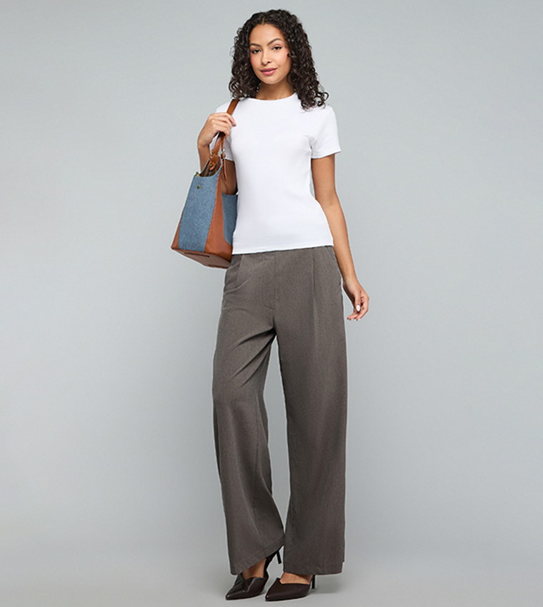 Solid T-Shirt with Crew Neck and Short Sleeves
