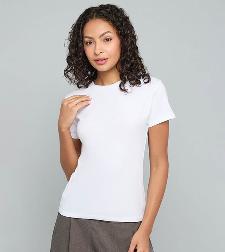 Solid T-Shirt with Crew Neck and Short Sleeves