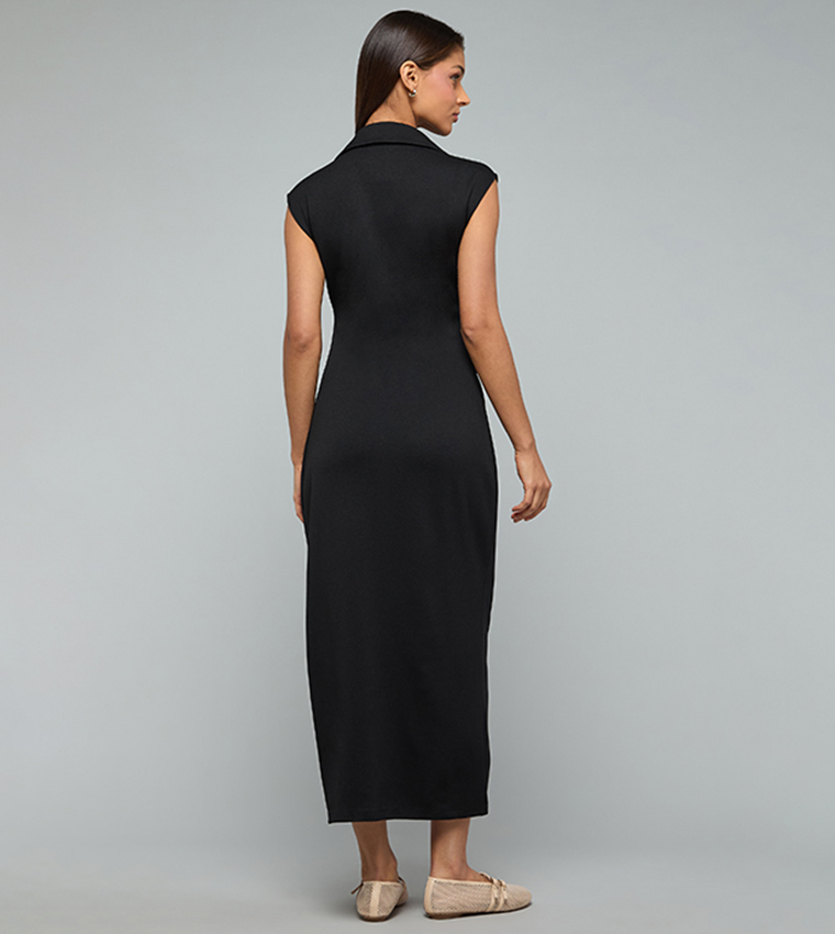 Textured Sleeveless Shirt Dress