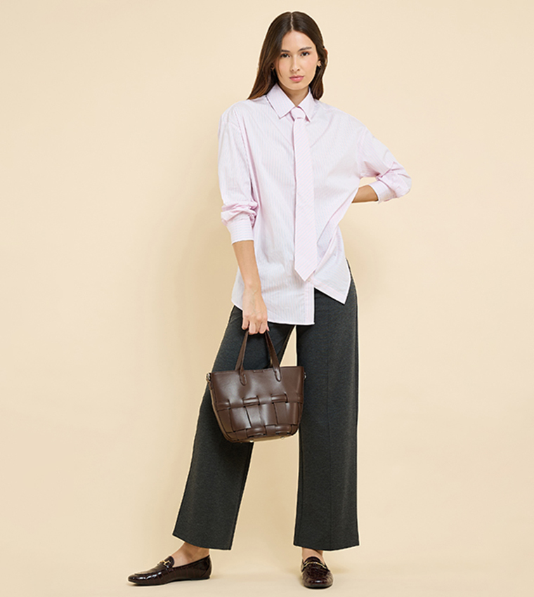 Striped Shirt with Neck-Tie