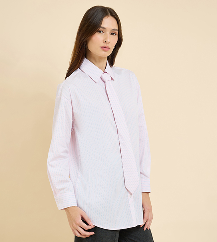 Striped Shirt with Neck-Tie
