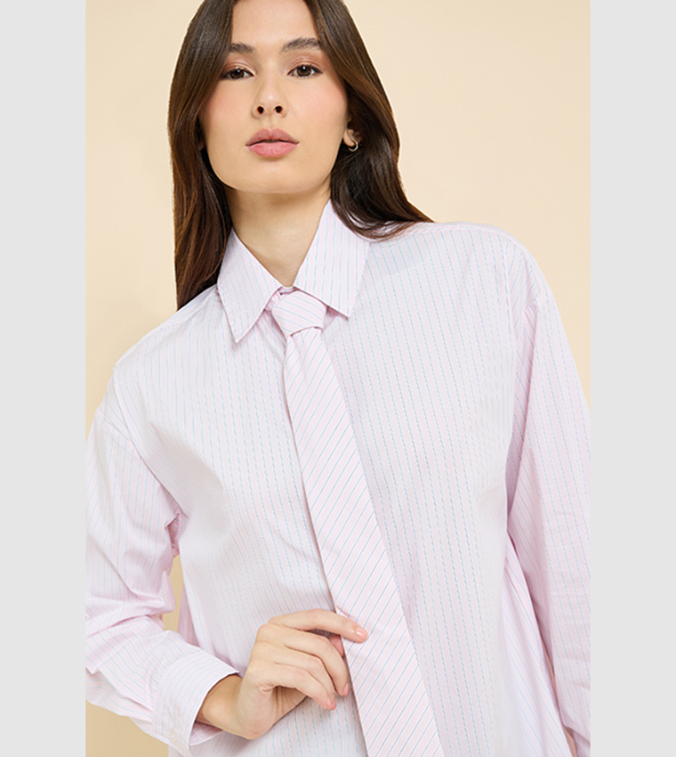 Striped Shirt with Neck-Tie