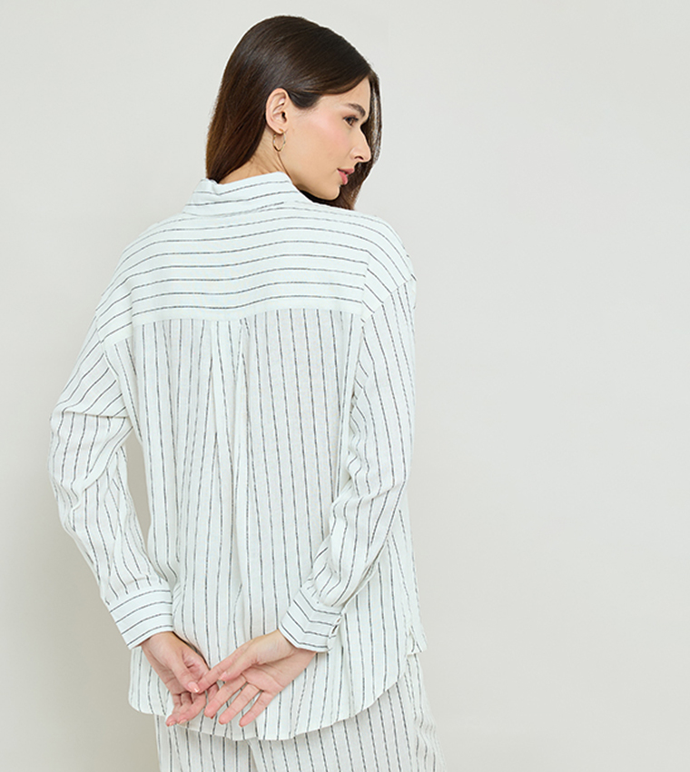 Striped Shirt with Classic Collar & Long Sleeves