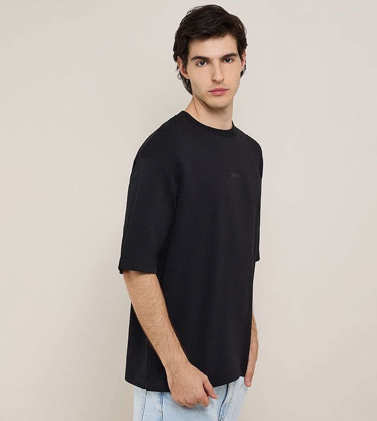 Print Detail T-Shirt with Crew Neck and Short Sleeves