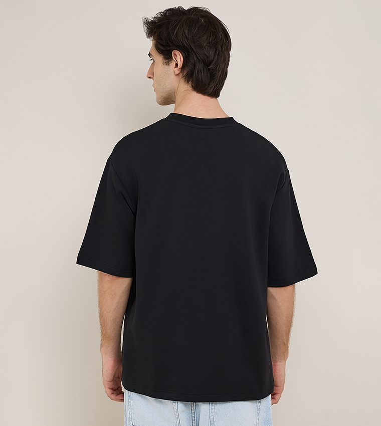 Print Detail T-Shirt with Crew Neck and Short Sleeves