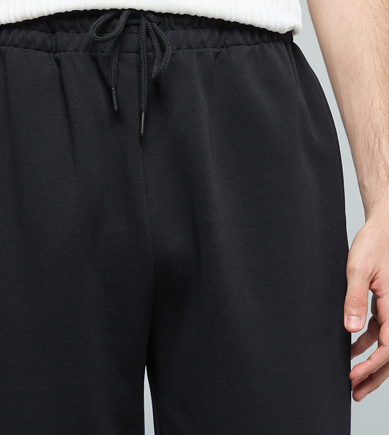 Solid Straight Fit Pants with Drawstring Waist