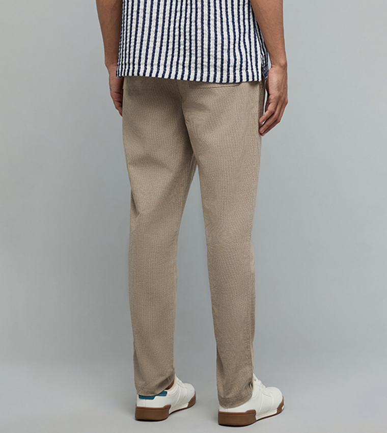 Solid Tapered Fit Pants with Drawstring Waist