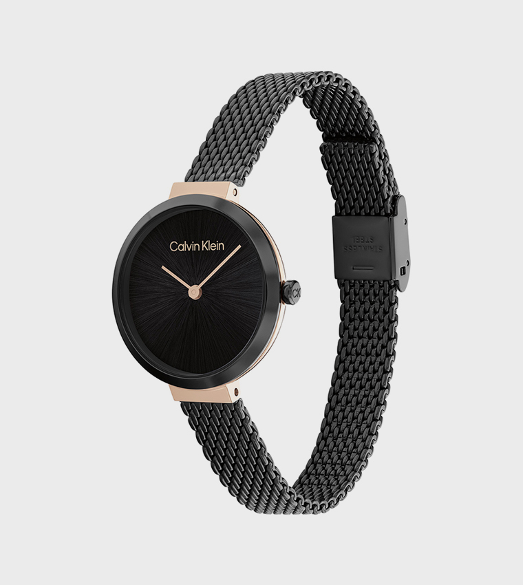Black Dial Mesh Strap Analog Watch