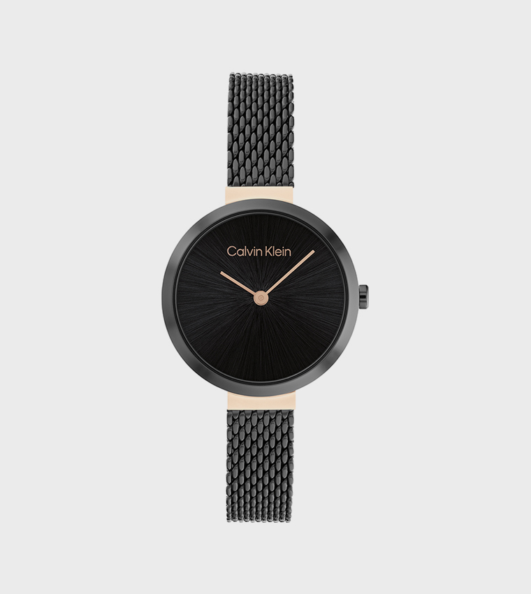 Black Dial Mesh Strap Analog Watch