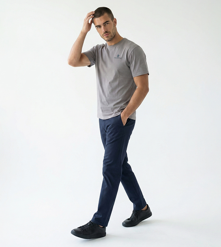 بيفرلي هيلز بولو كلوب  تيشيرتات بياقة دائرية  - رمادي Round Neck T-Shirts