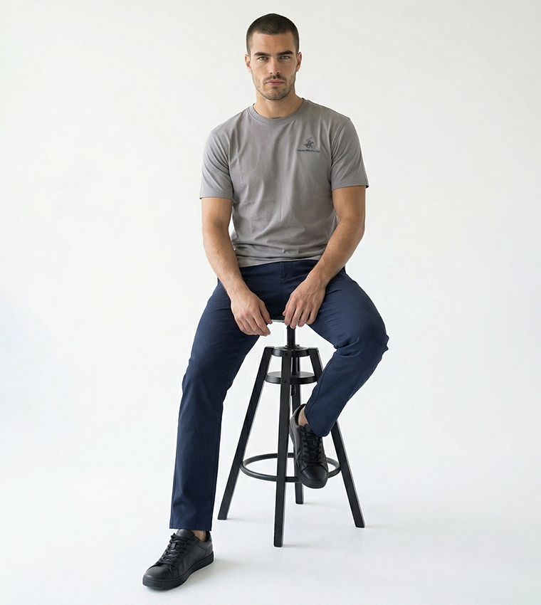بيفرلي هيلز بولو كلوب  تيشيرتات بياقة دائرية  - رمادي Round Neck T-Shirts