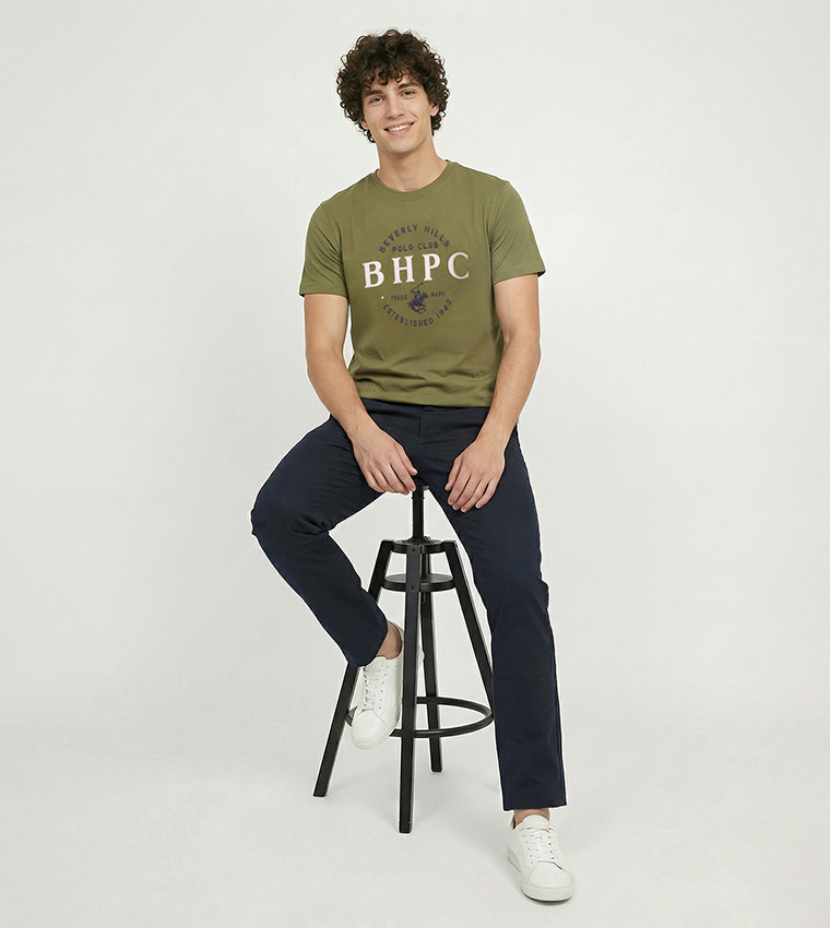 بيفرلي هيلز بولو كلوب  تيشيرتات بياقة دائرية  - زيتي داكن Round Neck T-Shirts