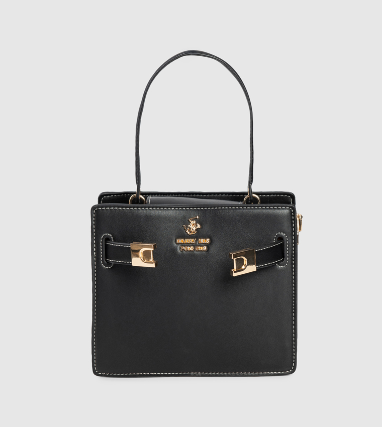 Logo Detail Twist Lock Handheld Bag