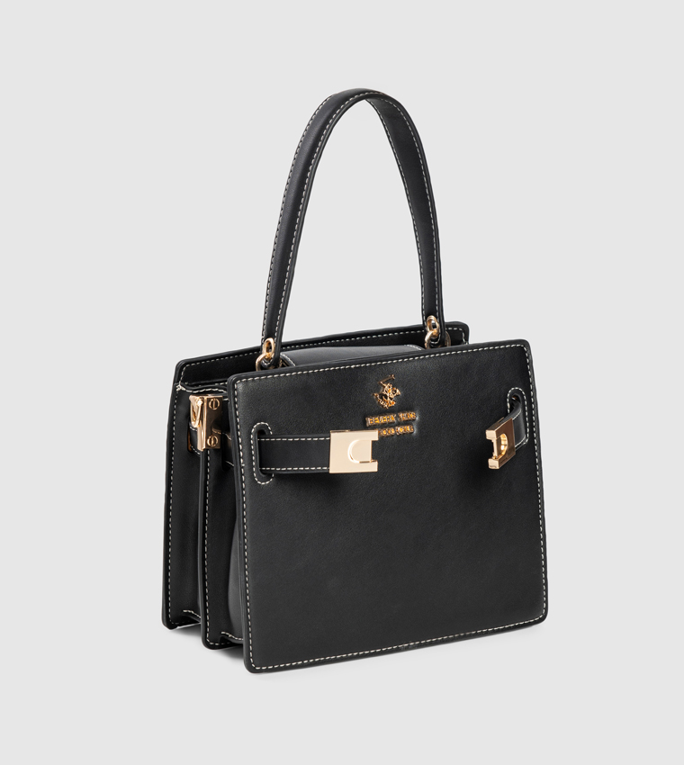 Logo Detail Twist Lock Handheld Bag