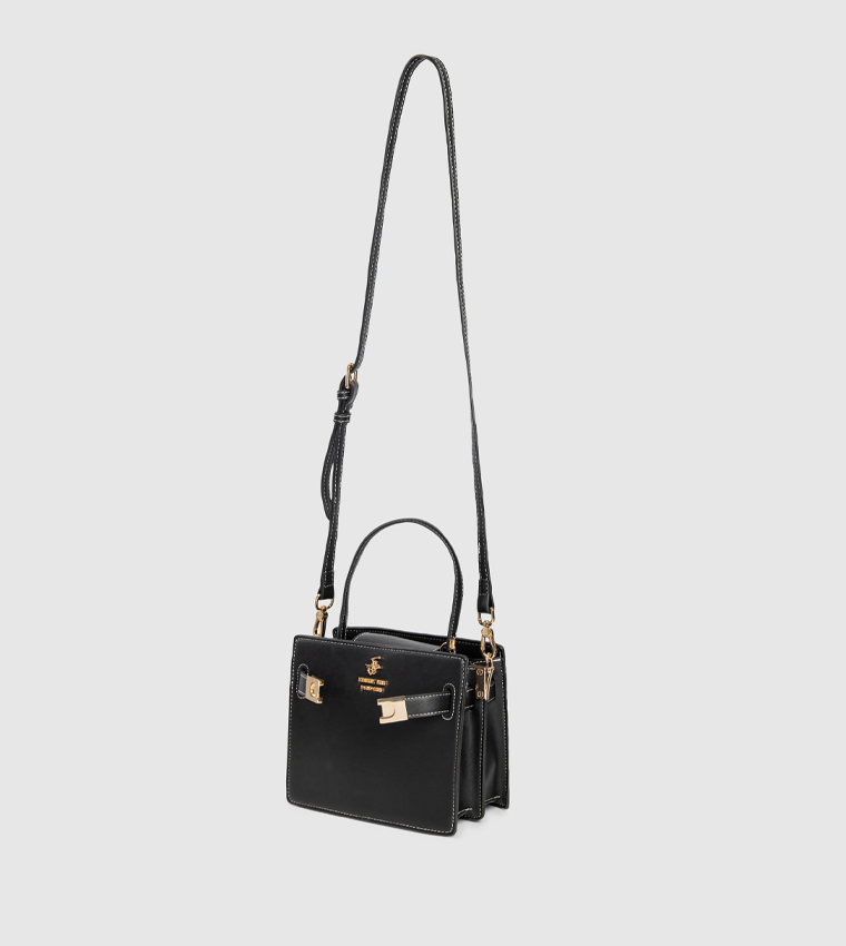 Logo Detail Twist Lock Handheld Bag