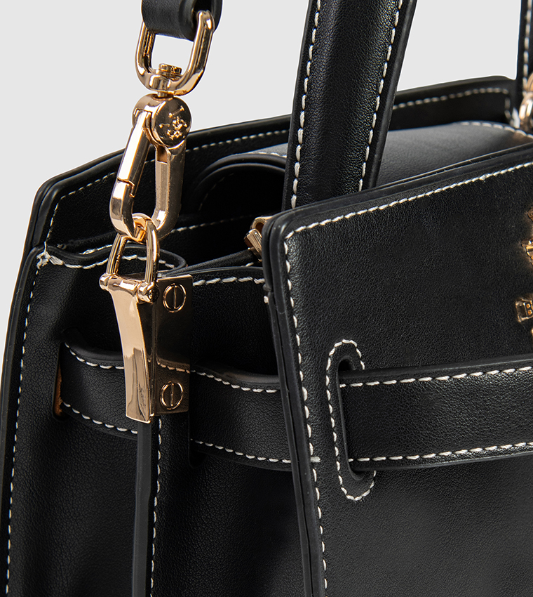 Logo Detail Twist Lock Handheld Bag
