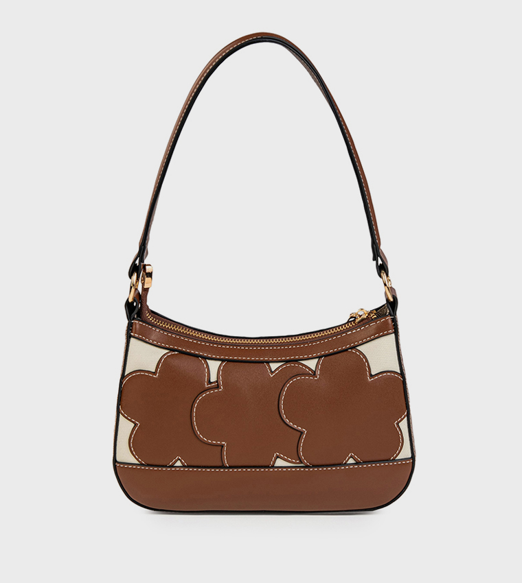 Floral Appliqued Shoulder Bag
