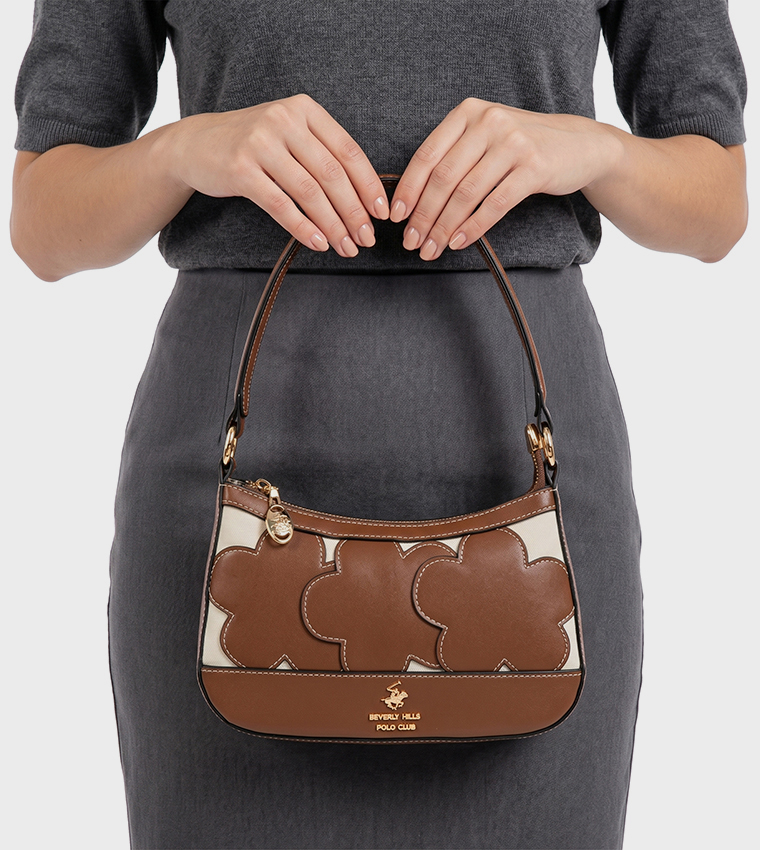 Floral Appliqued Shoulder Bag