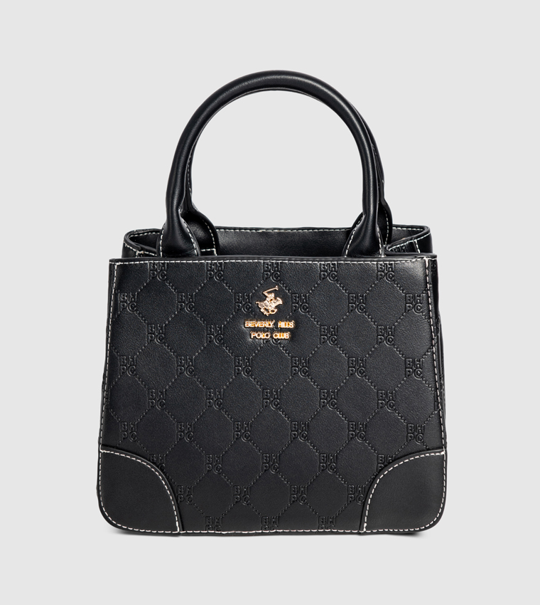 Logo Embossed Zip Satchel Bag