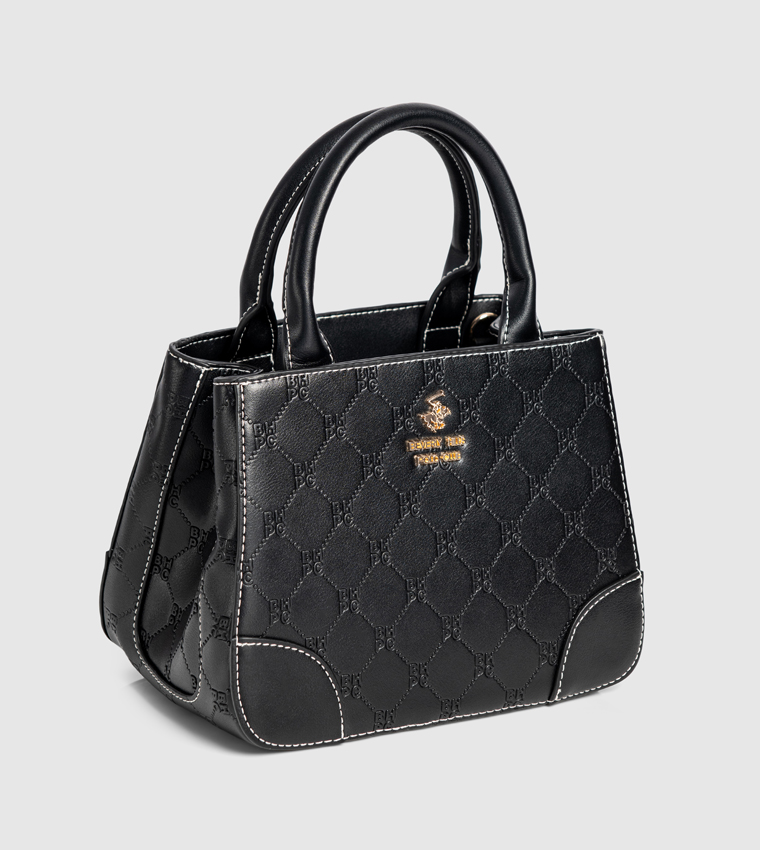 Logo Embossed Zip Satchel Bag