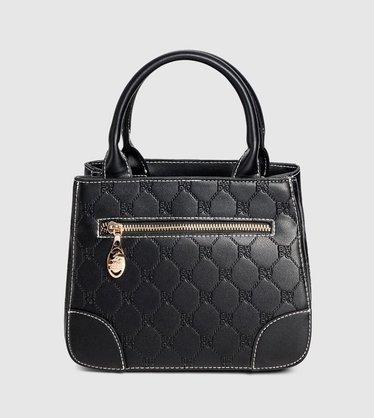 Logo Embossed Zip Satchel Bag