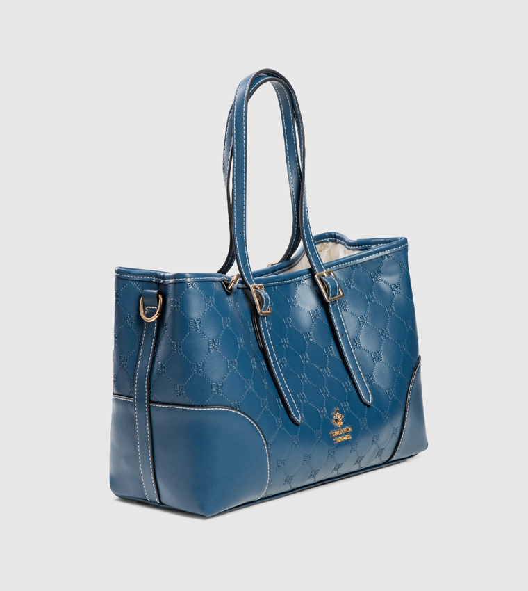 Logo Embossed Zip Tote Bag