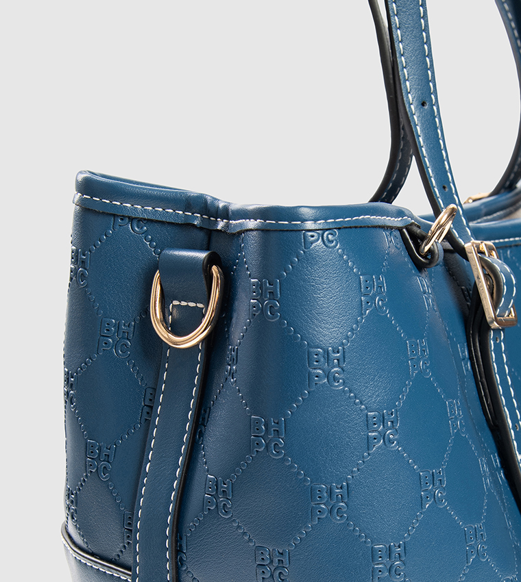 Logo Embossed Zip Tote Bag