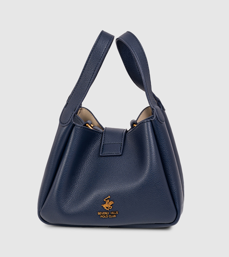 Striped Twist Lock Satchel Bag