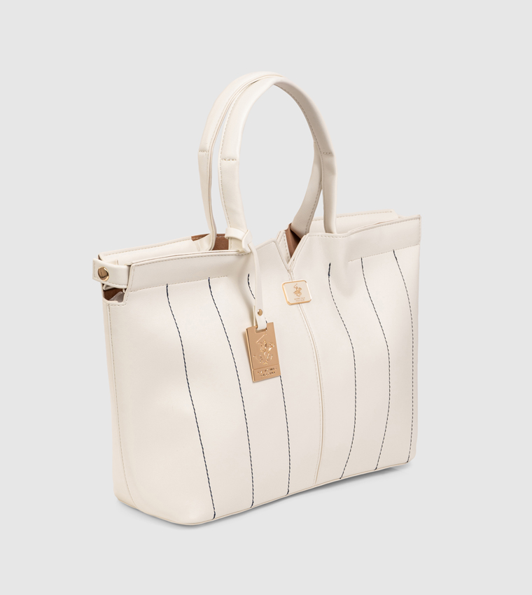 Striped Contrast Stitch Tote Bag