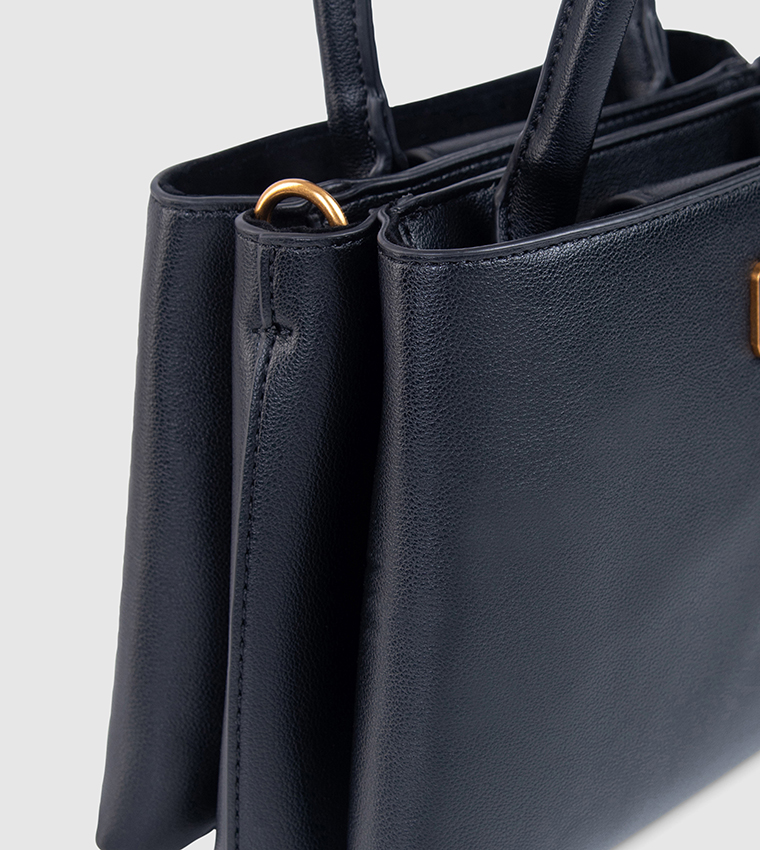 Textured Snap Button Satchel Bags