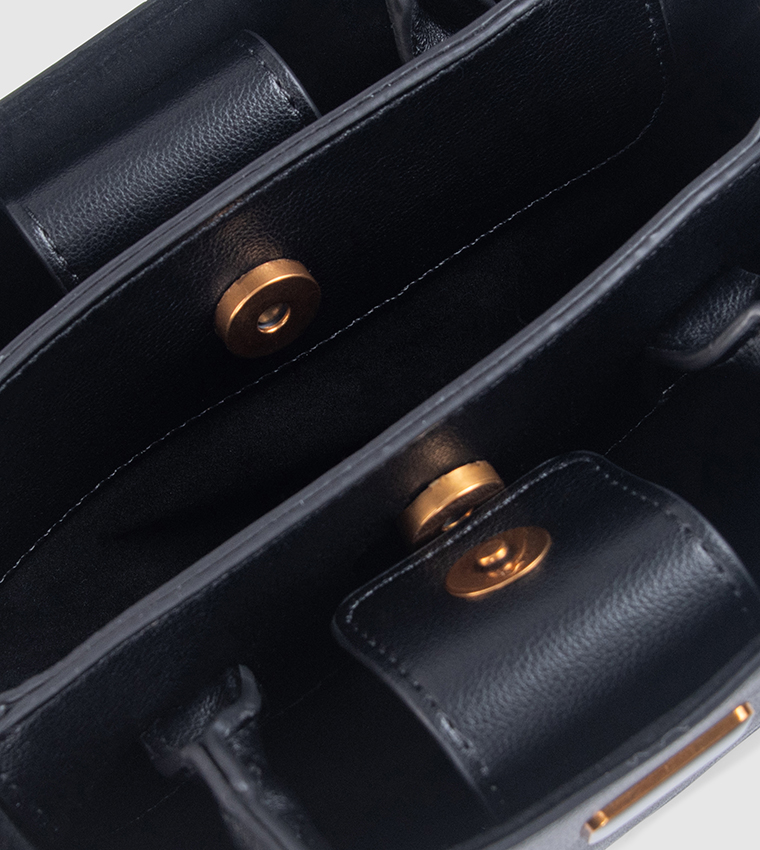 Textured Snap Button Satchel Bags