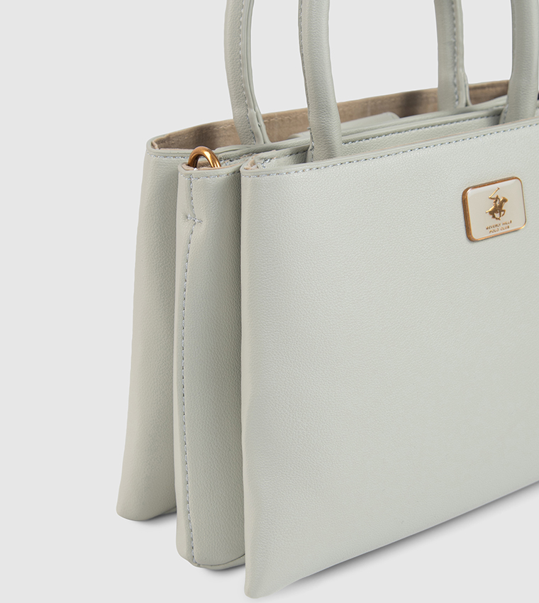 Solid Snap Button Satchel Bag