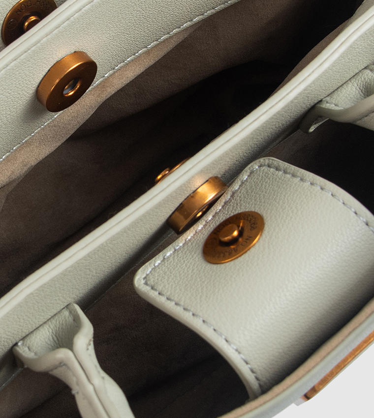Solid Snap Button Satchel Bag