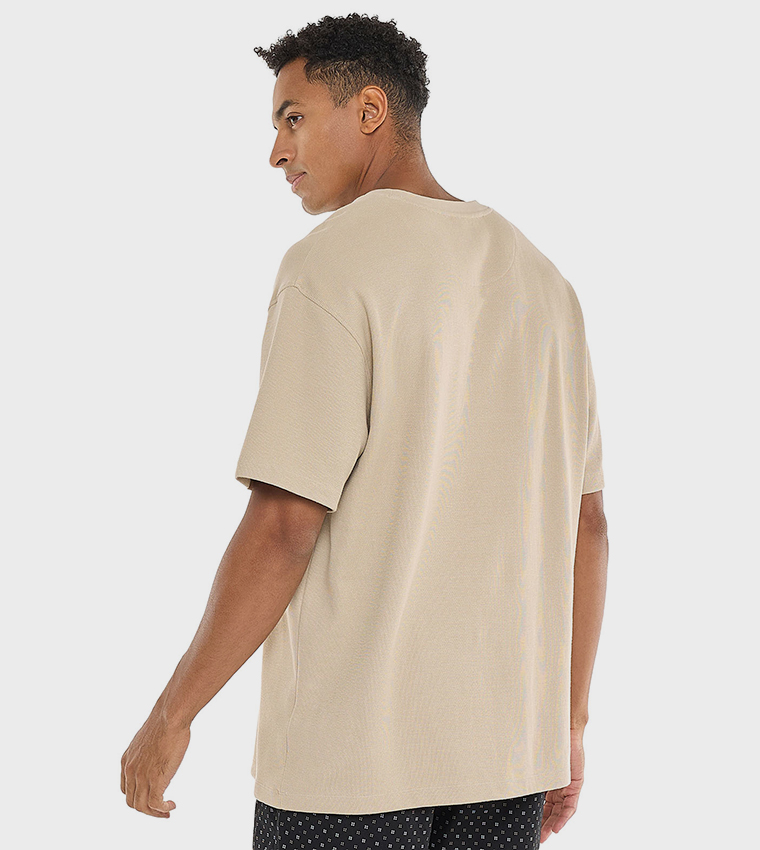 Textured T-Shirt with Crew Neck and Short Sleeves