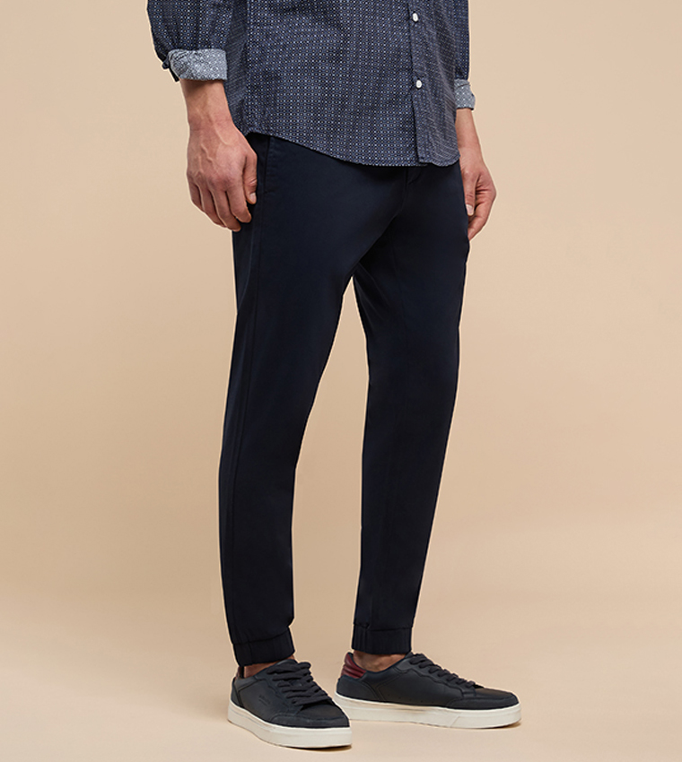 Solid Jogger Pants with Drawstring Waist