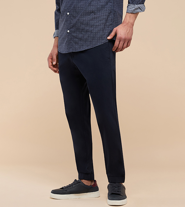 Solid Jogger Pants with Drawstring Waist