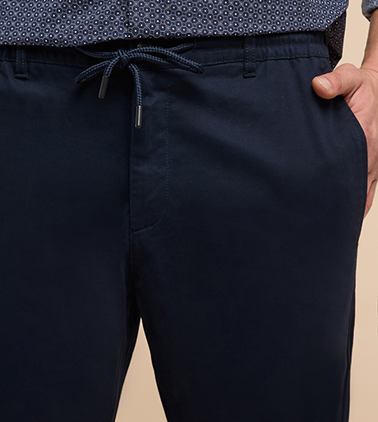 Solid Jogger Pants with Drawstring Waist