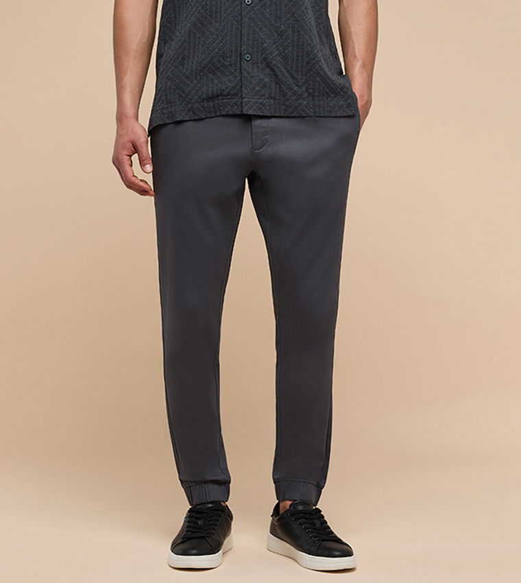 Solid Jogger Pants with Drawstring Waist