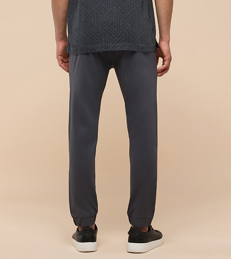 Solid Jogger Pants with Drawstring Waist