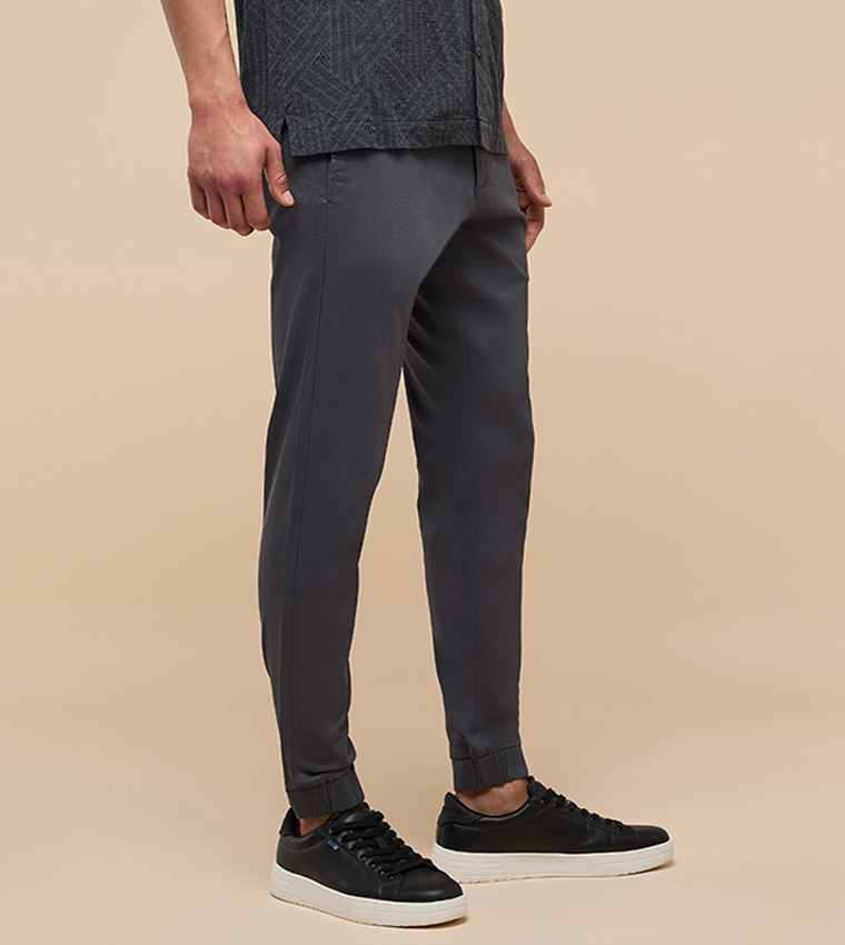 Solid Jogger Pants with Drawstring Waist