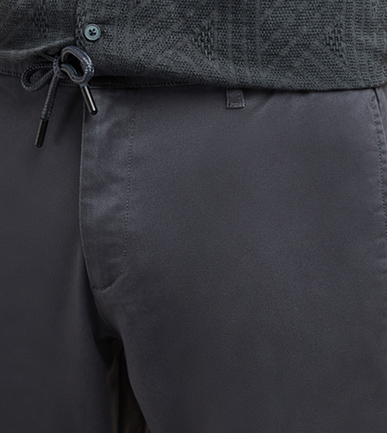 Solid Jogger Pants with Drawstring Waist