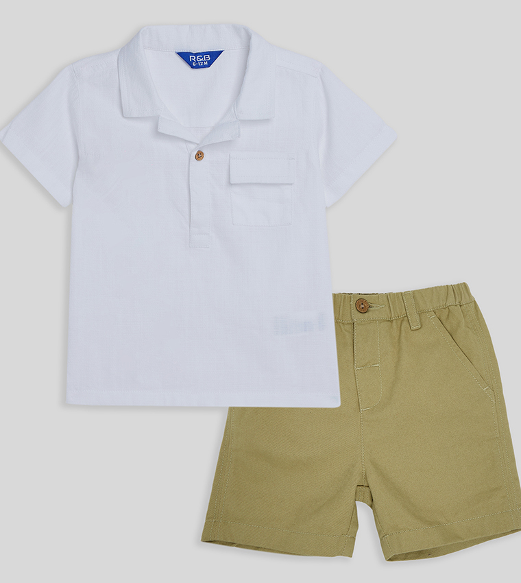 Solid Shirt and Shorts Set