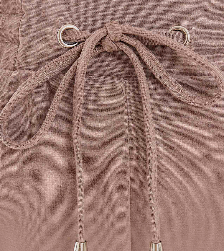 Solid Cargo Joggers with Drawstring Waist