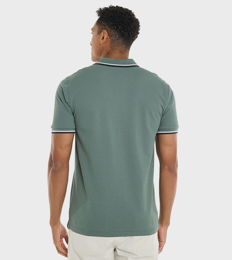 Contrast Tipping Polo T-Shirt with Short Sleeves