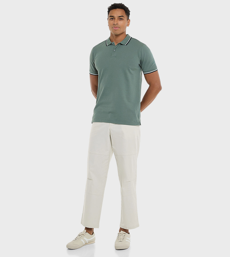 Contrast Tipping Polo T-Shirt with Short Sleeves