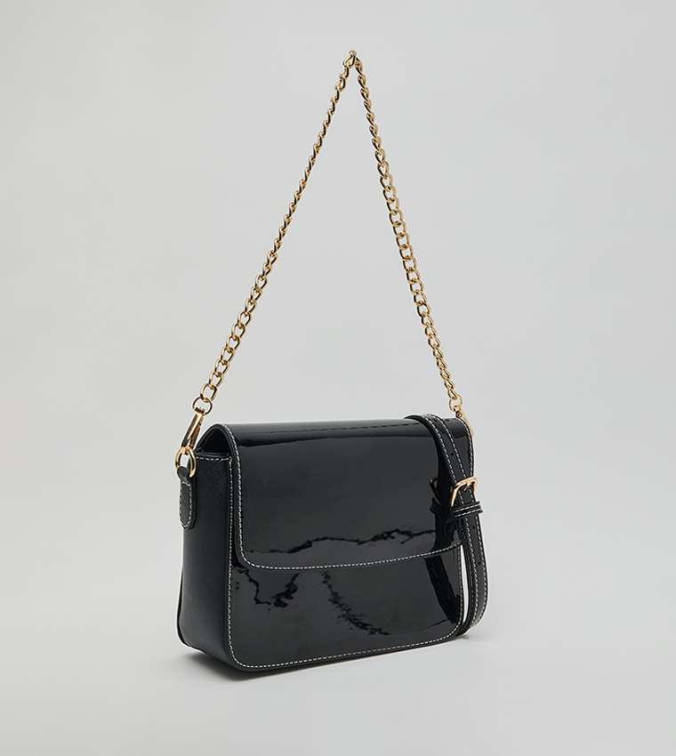 Glossy Flap Shoulder Bag